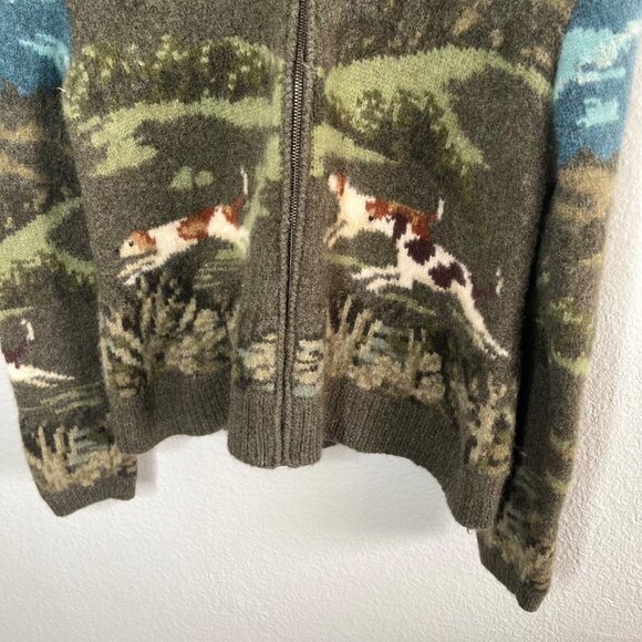Lauren Ralph Lauren Hand Knit Wool dog hunting Zip Hoodie Jacket PM - Picture 5 of 10